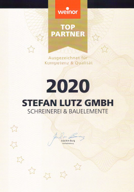 Urkunde weinor Top-Partner 2020