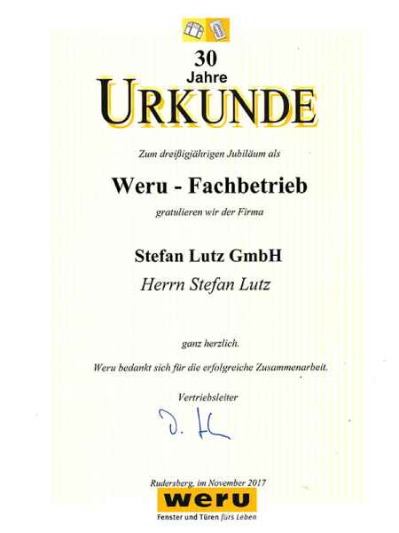 30 Jahre Fachpartner von Weru