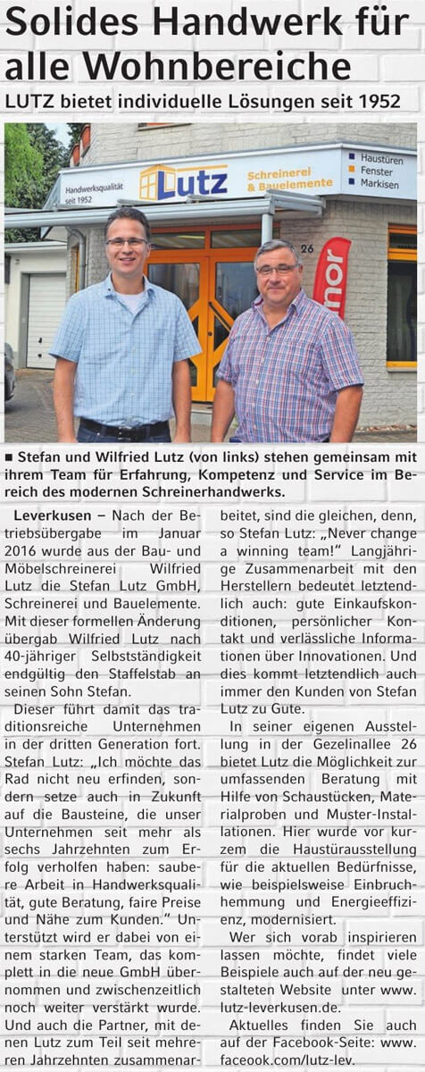 Zeitungsausschnitt Lokale Info