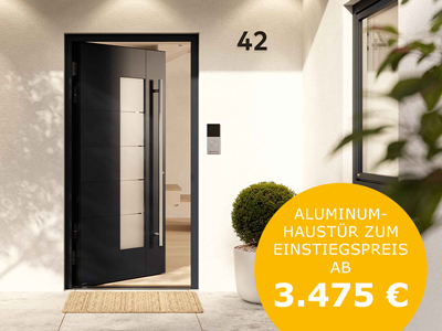 Weru Haustür in Schwarz mit satiniertem Glaseinsatz