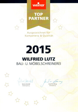 Urkunde weinor Top-Partner 2015 01