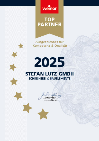 Urkunde weinor Top-Partner 2025