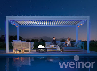 Lamellendach ARTARES von weinor bei Nacht