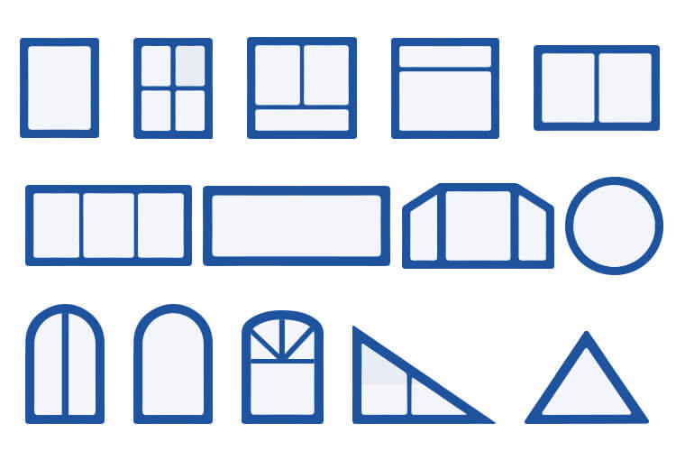 Verschiedene Fensterformen als Grafik